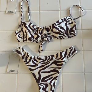 NWT Monday Zebra Bikini Size Small